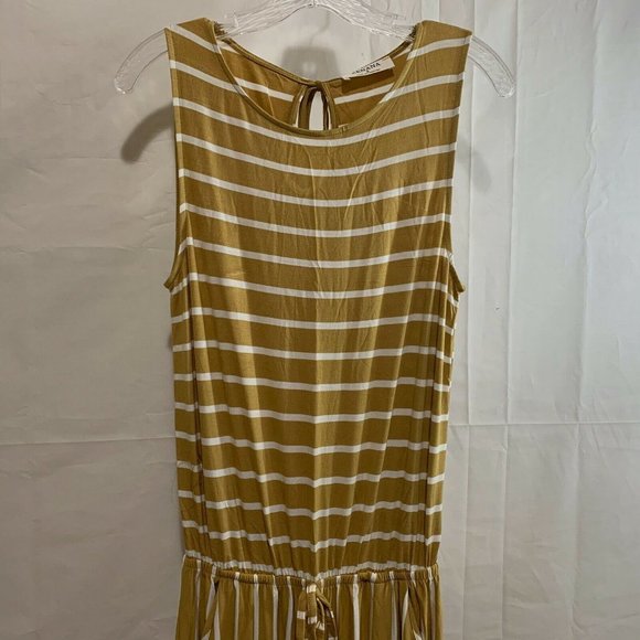 Zenana Outfitters Womens NWT Striped Jumpsuit in Yellow - Picture 2 of 3